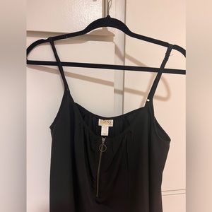 Amuse brand, flowy, zip front black top, size medium